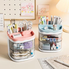 Multi-Functional Desk Organizer Pen Holder Double Layers Rotating